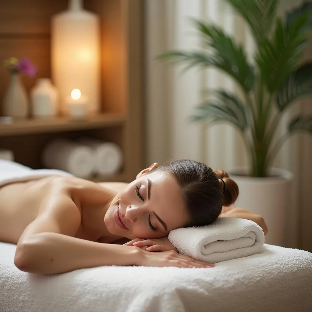 Woman enjoying a relaxing massage in a clean and serene spa environment