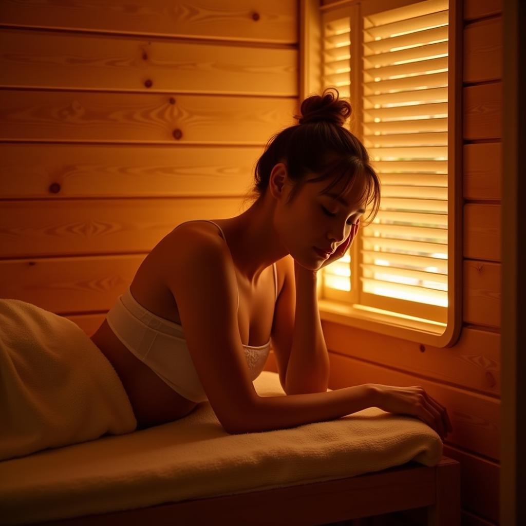 Relaxing in a serene sauna after a massage