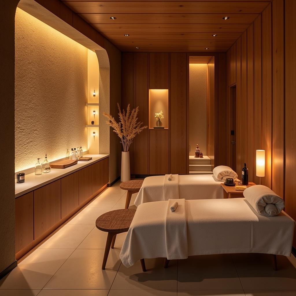 Tranquil Spa Ambiance with Calming Decor and Lighting