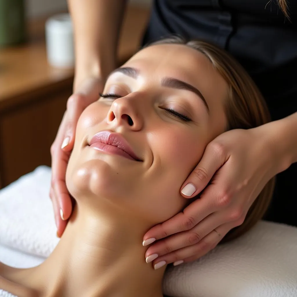 Skilled Therapist Performing Facial in an Imperial Spa Setting