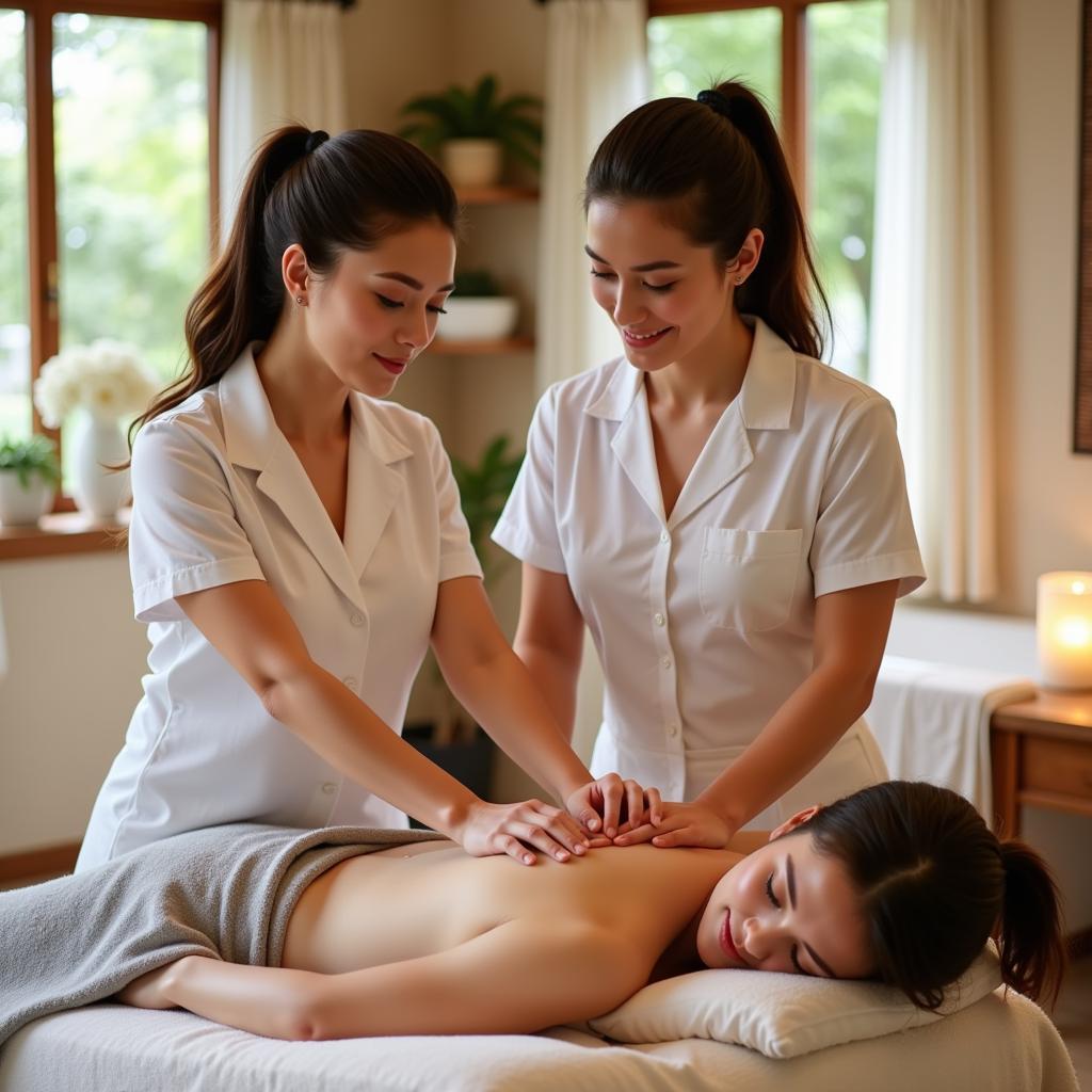 Skilled Therapists Performing Massage