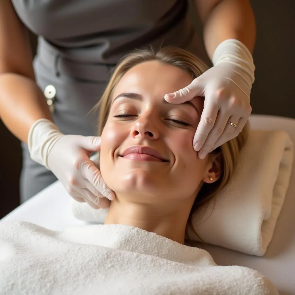 Woman Enjoying a Facial Treatment