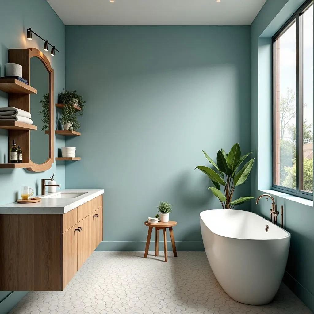 Spa Blue Bathroom with Natural Elements