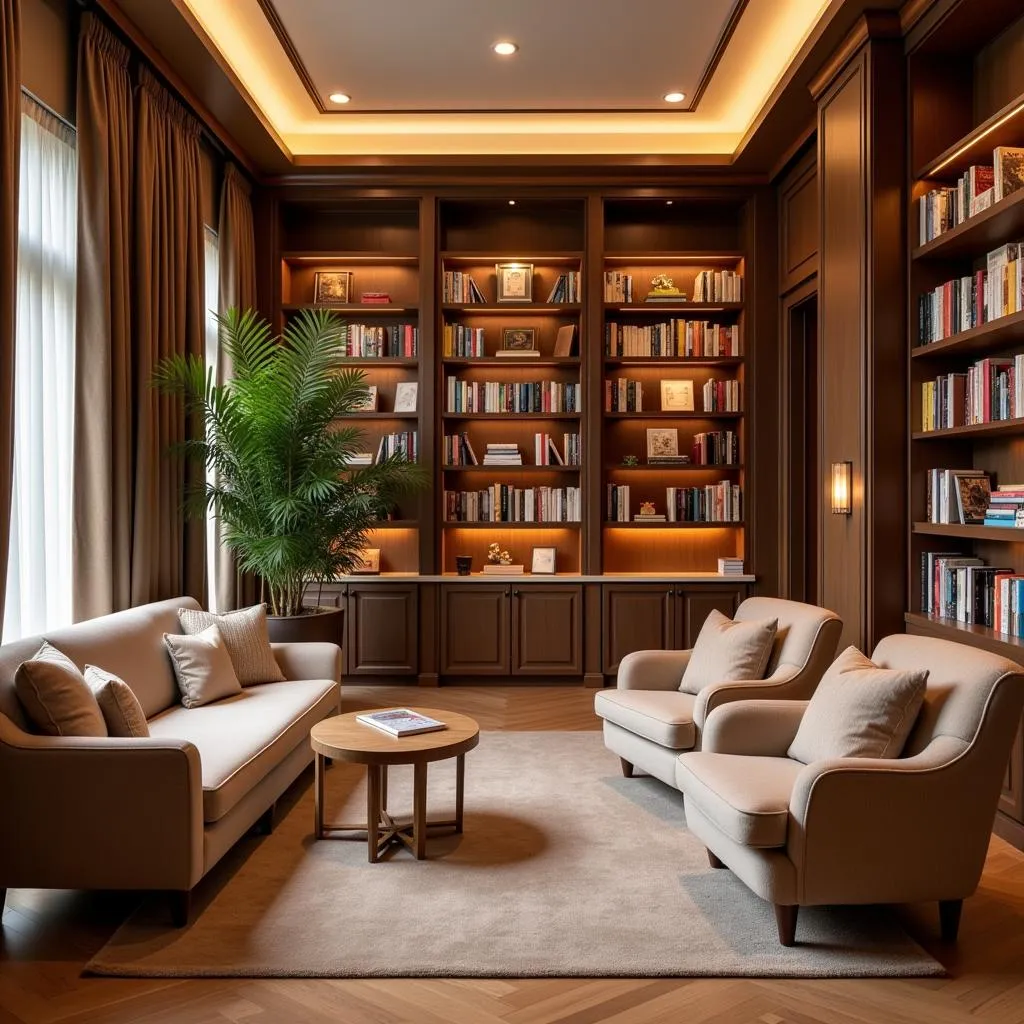 Spa Interior with Bookshelves