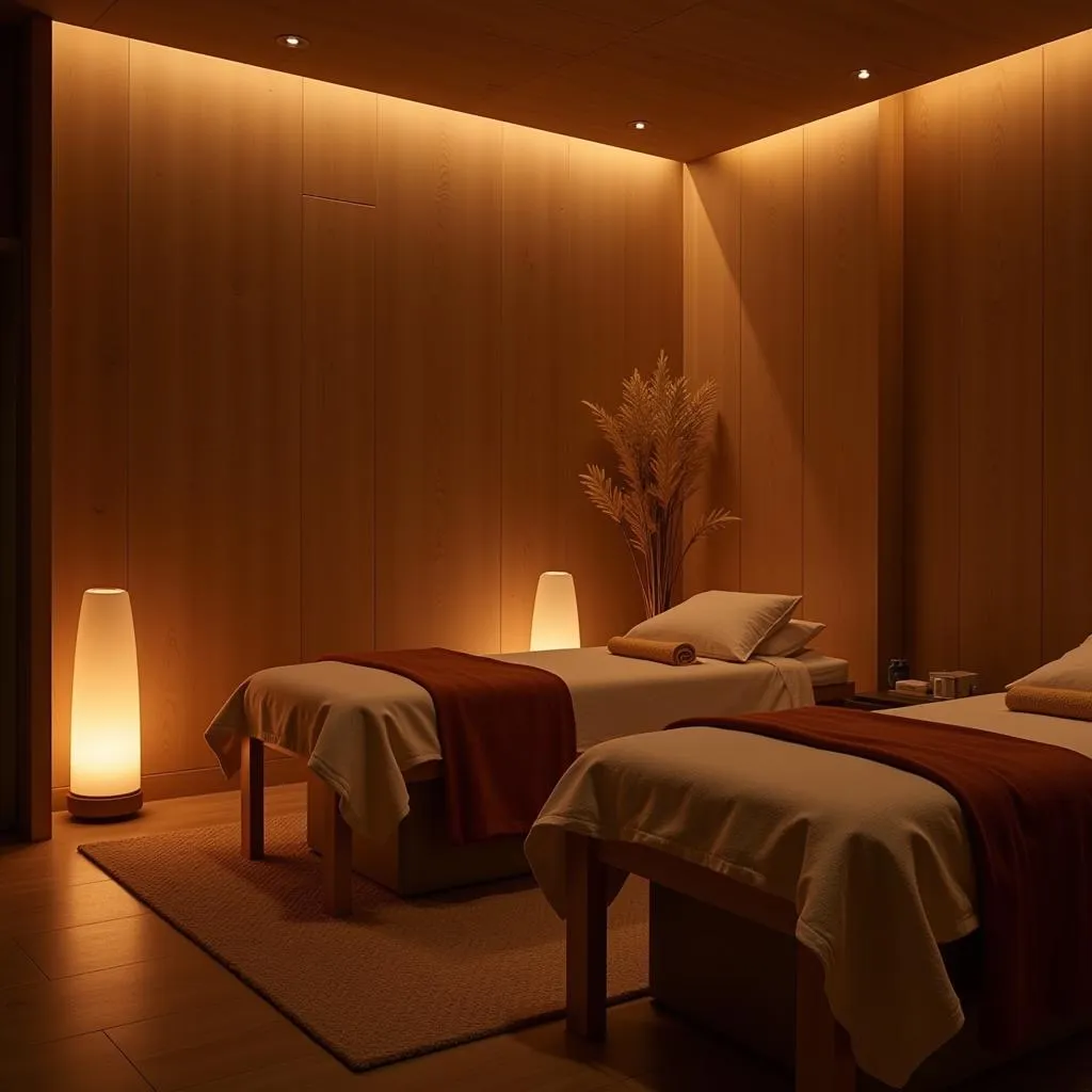 Relaxing spa interior designed for yoga nidra sessions