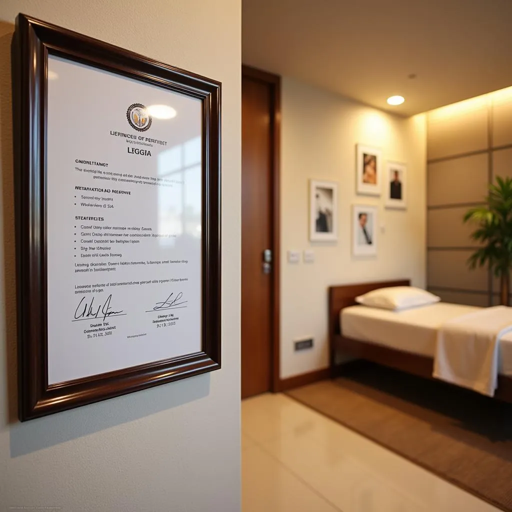 Spa license displayed in India