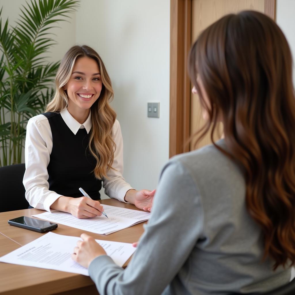 Spa manager interviewing a candidate