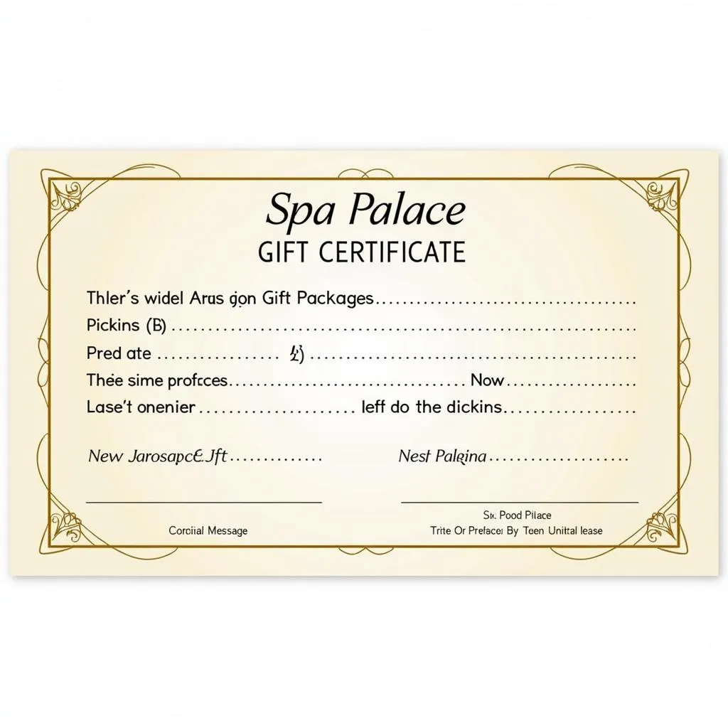 Spa Palace Gift Certificate