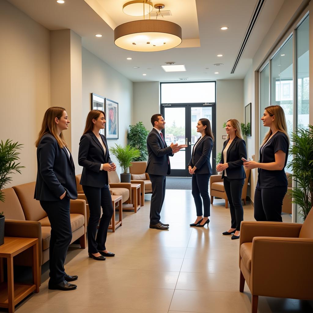 Elegant and welcoming spa reception area with friendly staff