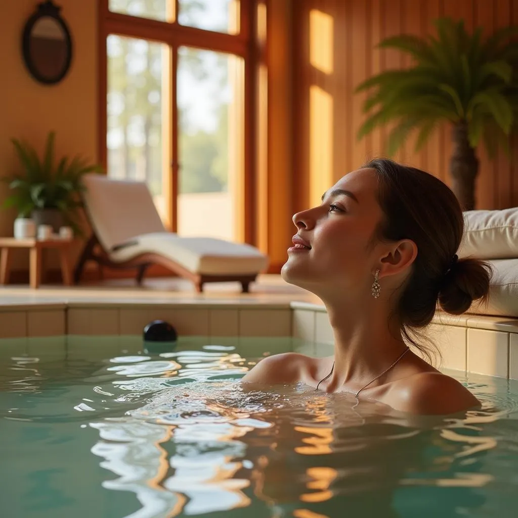 Woman relaxing in a spa in Stockholm