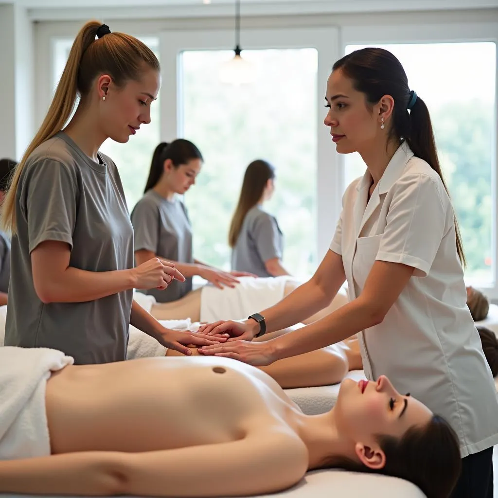 Spa Therapist Undergoing Massage Training