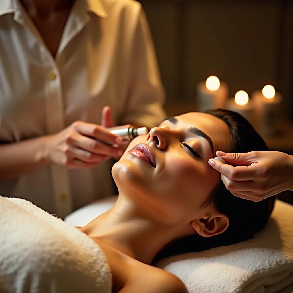 Woman receiving a relaxing spa treatment in Perambalur