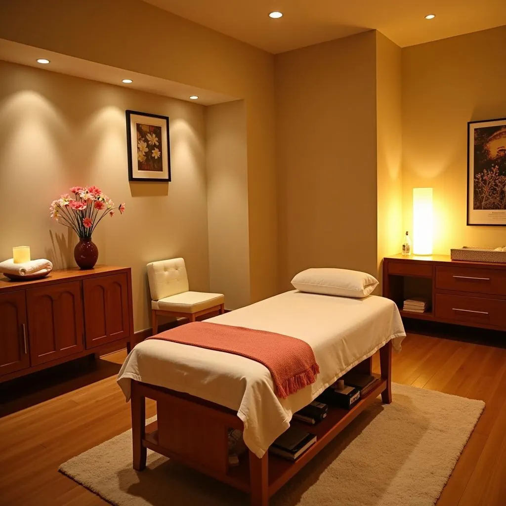 Tranquil spa treatment room in Kompally