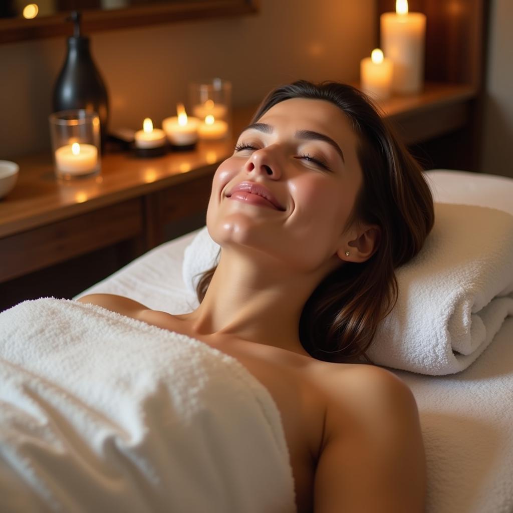 Woman Relaxing at Spa After a Dream11 Commercial