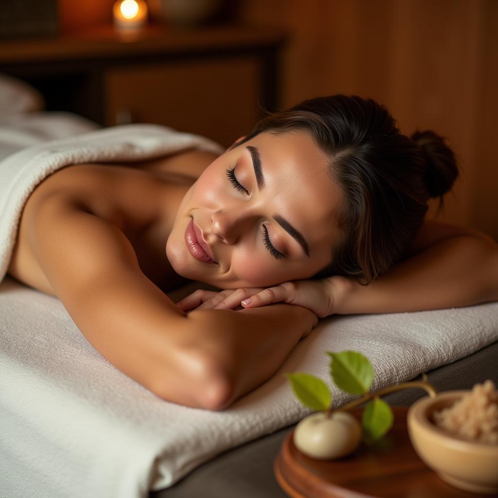 Woman relaxing at a sugarhouse day spa