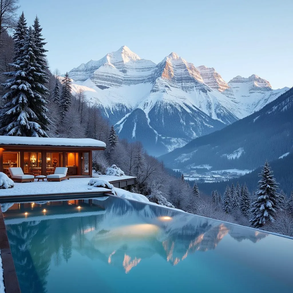 Luxury spa resort nestled in the Swiss Alps