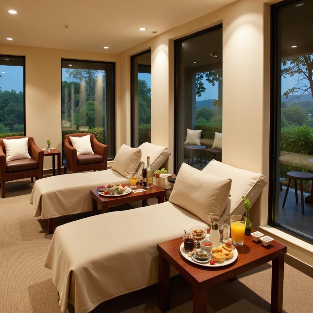 Tranquil relaxation area at Tattva Spa Radisson Gurgaon.