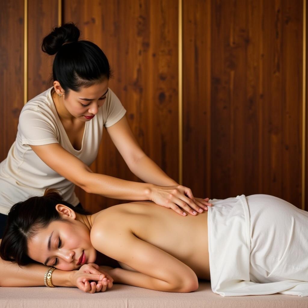 Skilled Thai Massage Therapist Applying Pressure