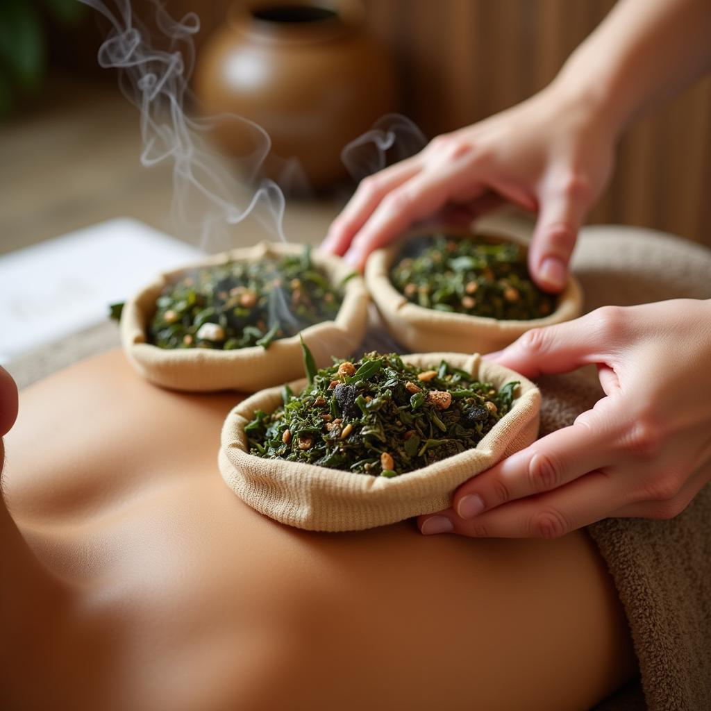 Soothing Herbal Compresses at a Thai Spa