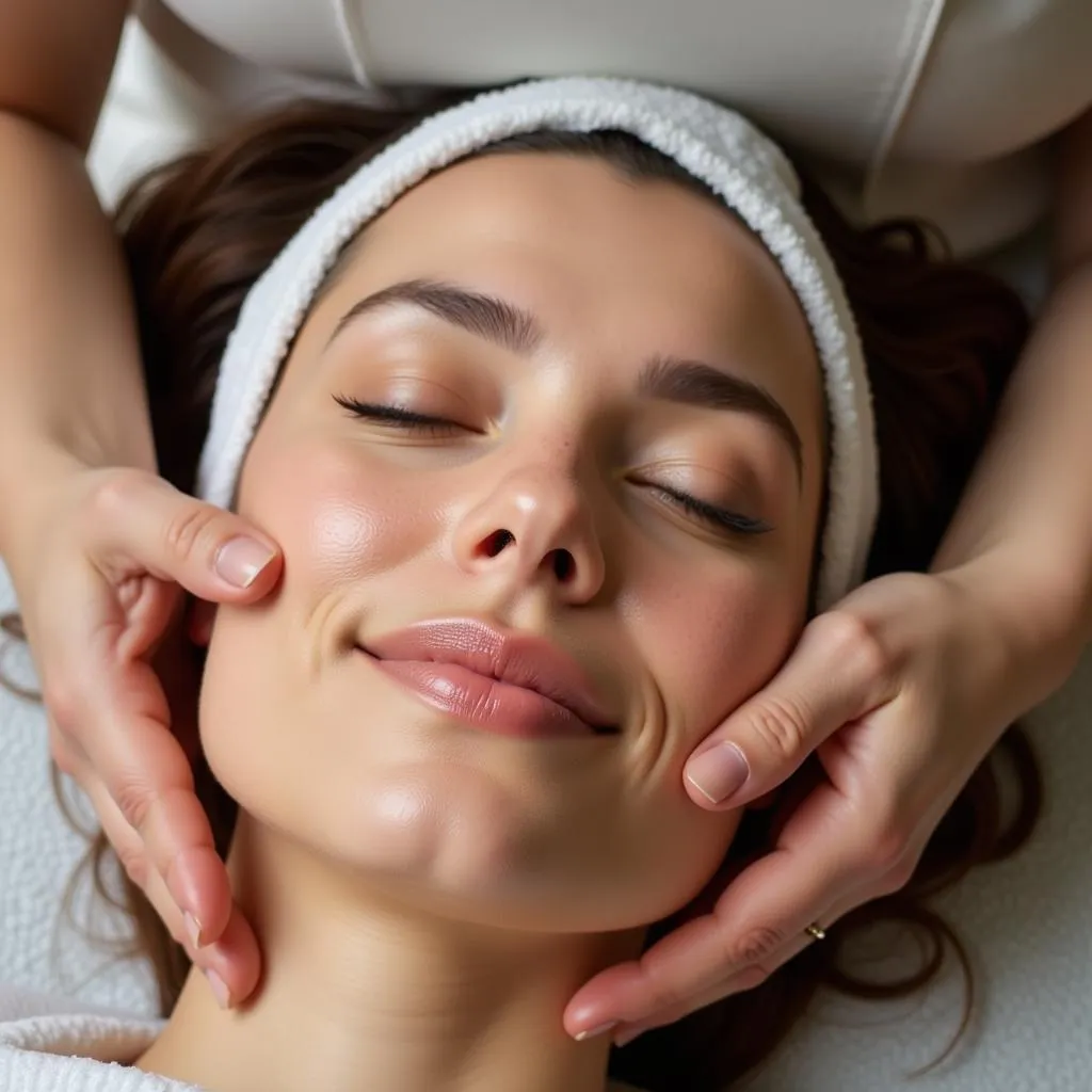 Woman enjoying a facial treatment