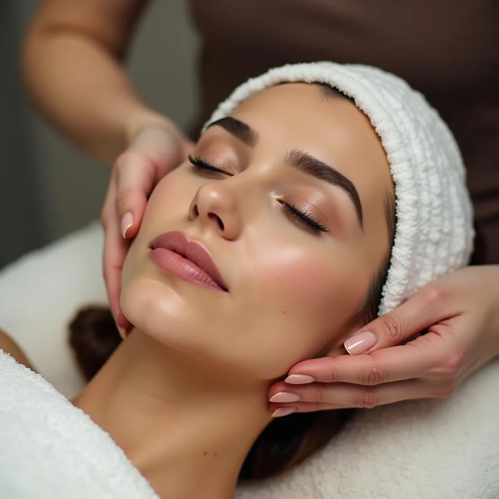 Woman Enjoying Facial Treatment