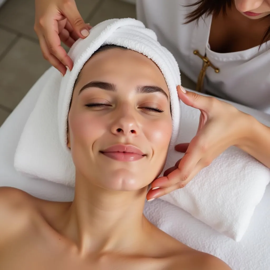 Woman Enjoying Facial Treatment