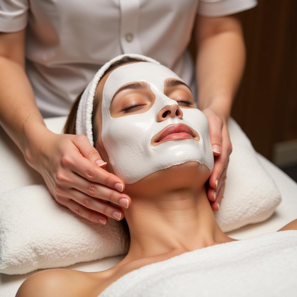 Woman Enjoying a Facial Treatment