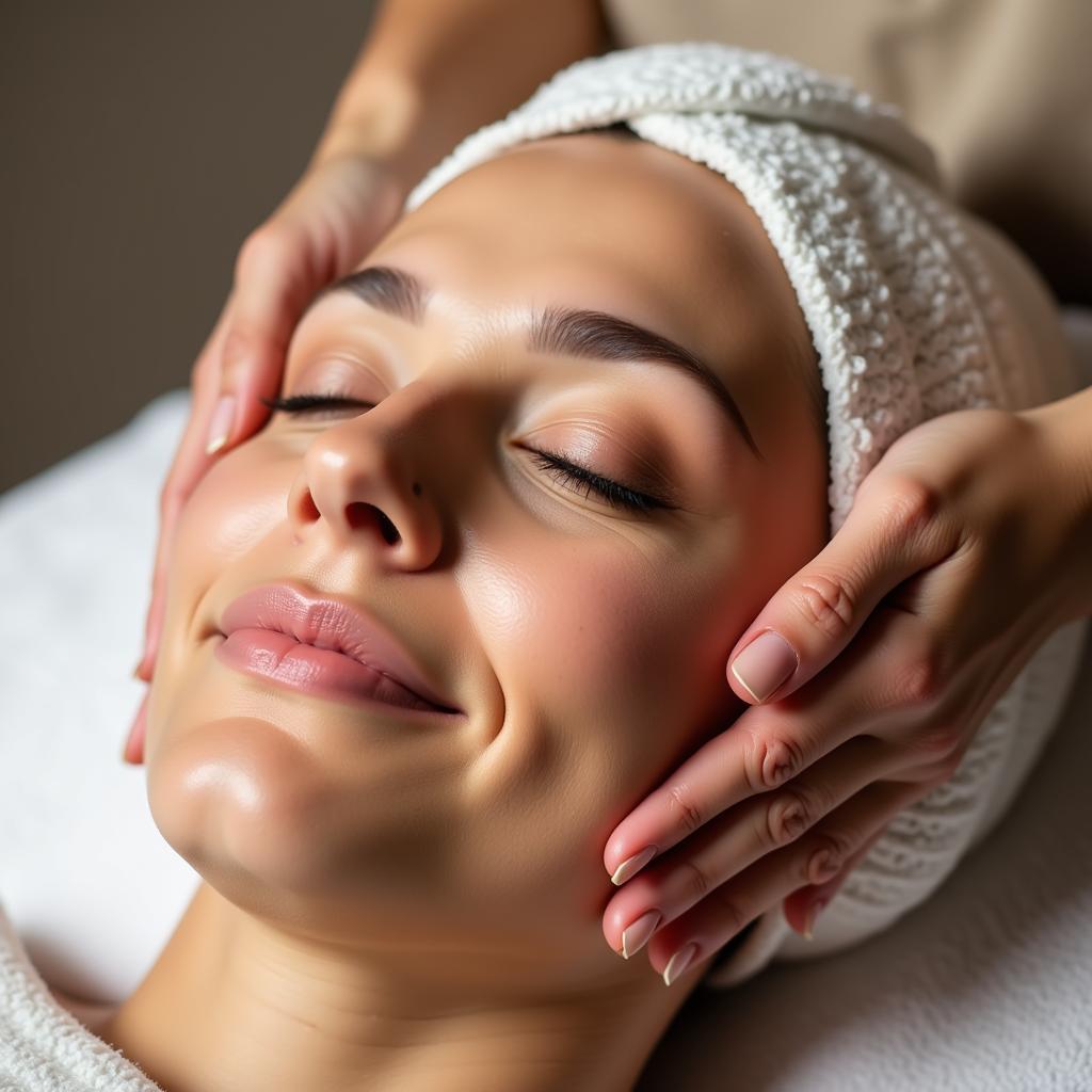 Woman Enjoying a Facial Treatment at a Spa in NYC