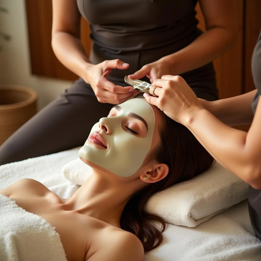 Woman Enjoying a Facial Treatment in Banaswadi