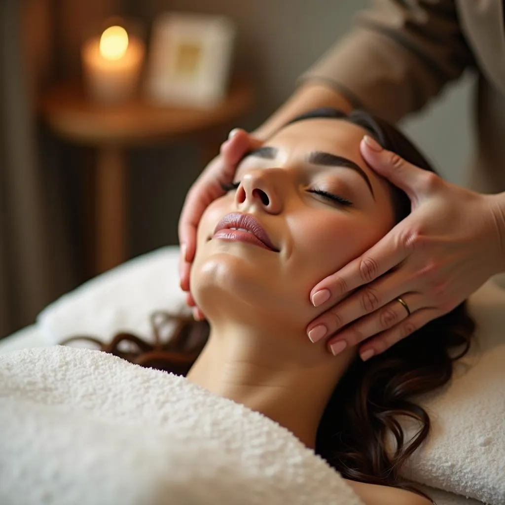 Woman Enjoying a Facial Treatment at a Vibrance Spa