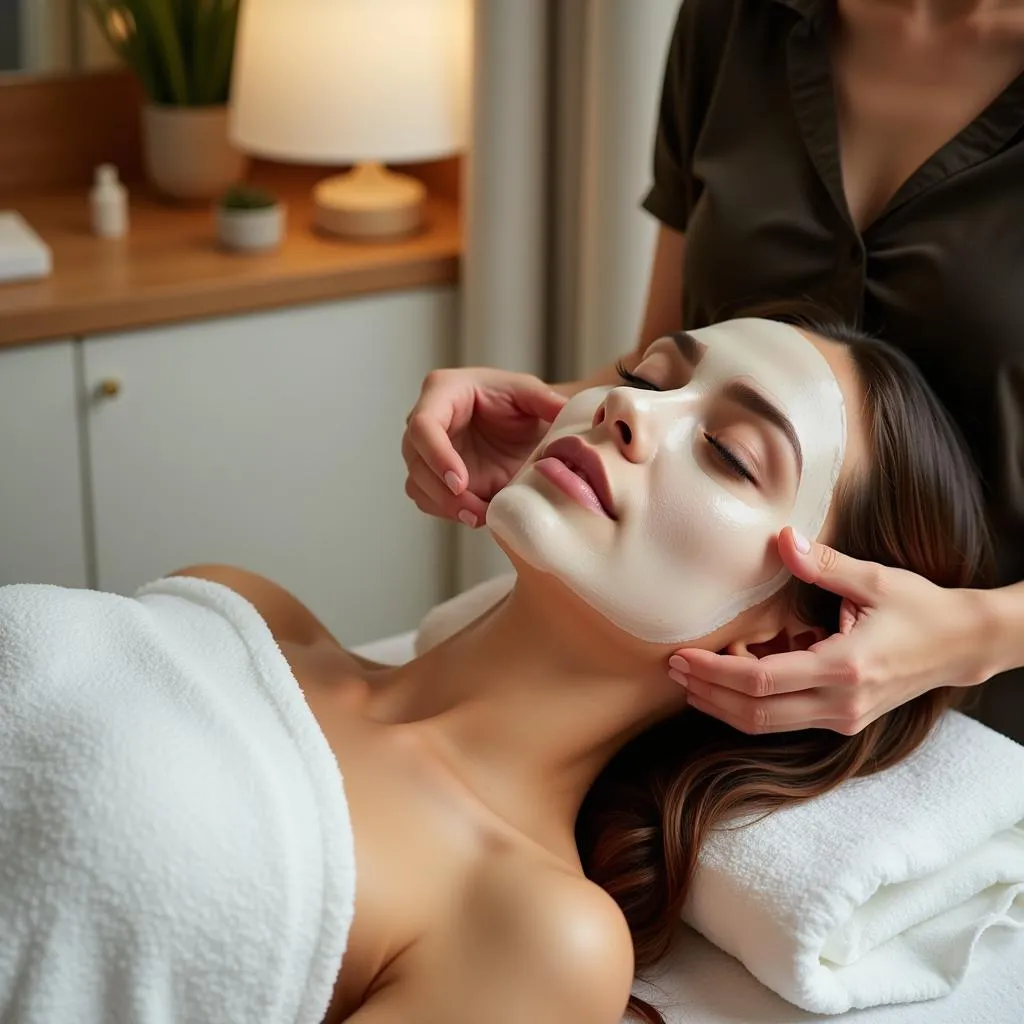 Woman Receiving an Organic Facial Treatment