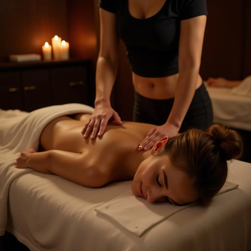 Woman Enjoying Massage at Hotel Spa Girona