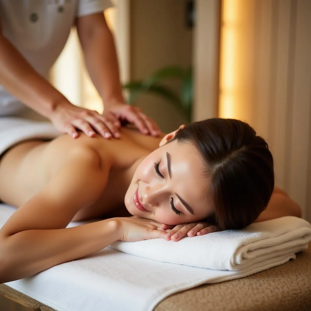 Woman Experiencing a Relaxing Massage at Jenny Spa