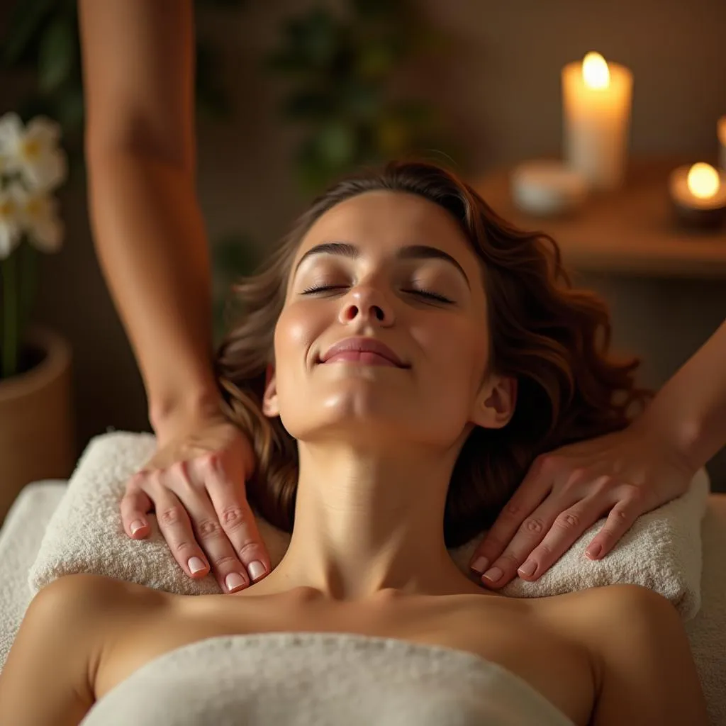 Woman enjoying a moon foot spa