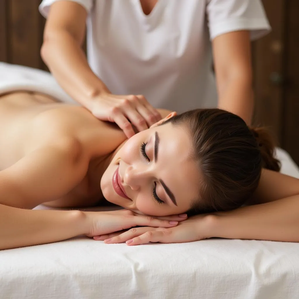 Woman Enjoying a Relaxing Massage