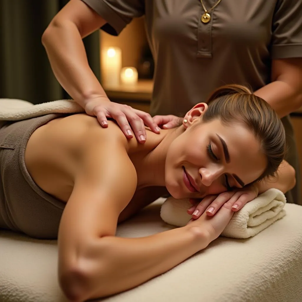 Woman Enjoying a Relaxing Massage at a Noida Spa