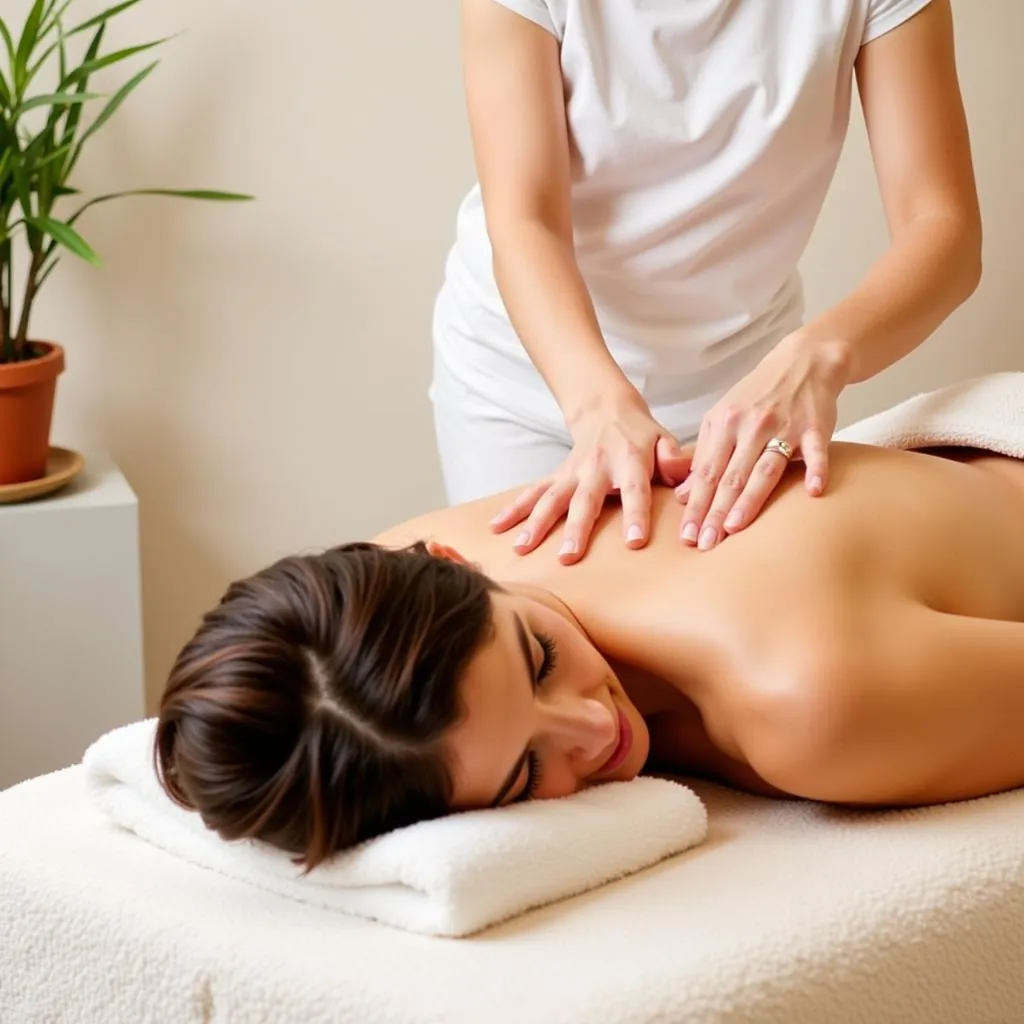 Guest enjoying a relaxing massage at Skyn The Day Spa