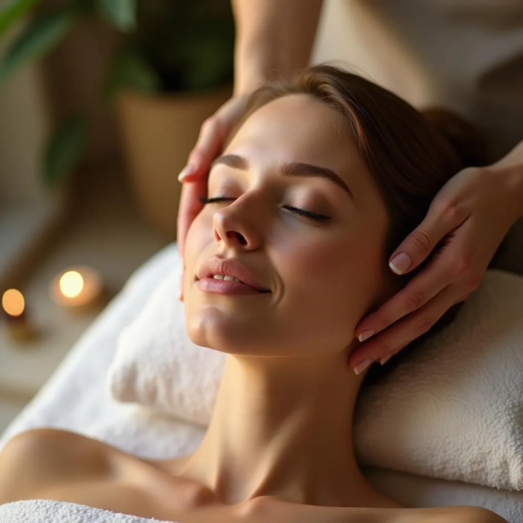 Woman Getting a Scalp Massage at an Oasis Hair Spa