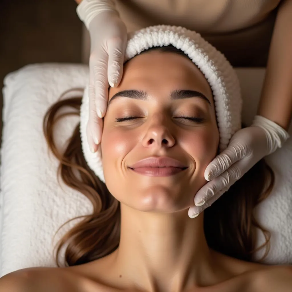 Woman Getting Facial Massage