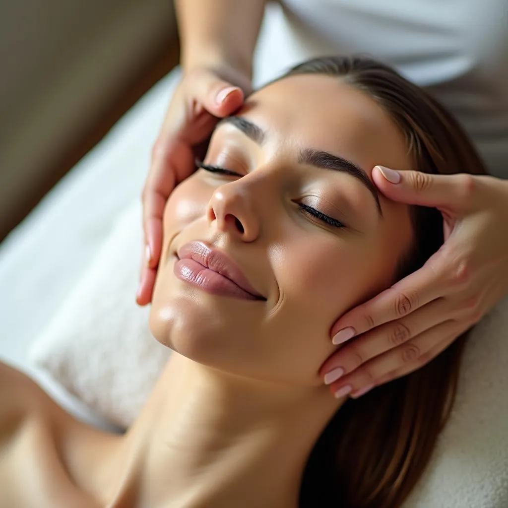 Woman Getting Facial Treatment