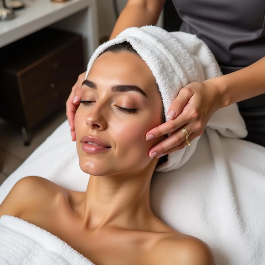 Woman Getting Hair Spa Treatment