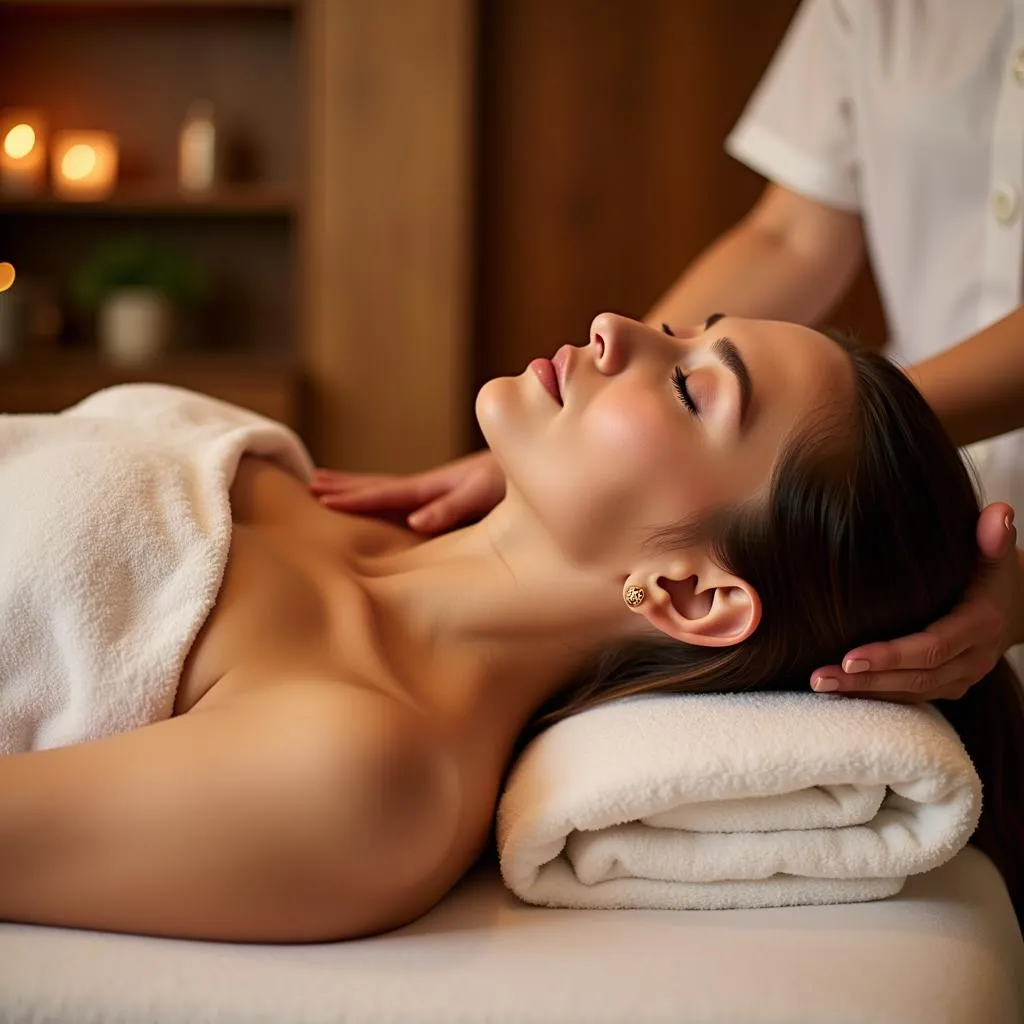 Woman Getting a Massage at a Spa