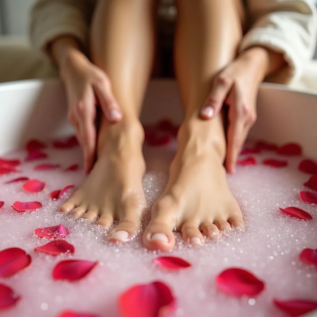 Woman Getting Pedicure Foot Spa