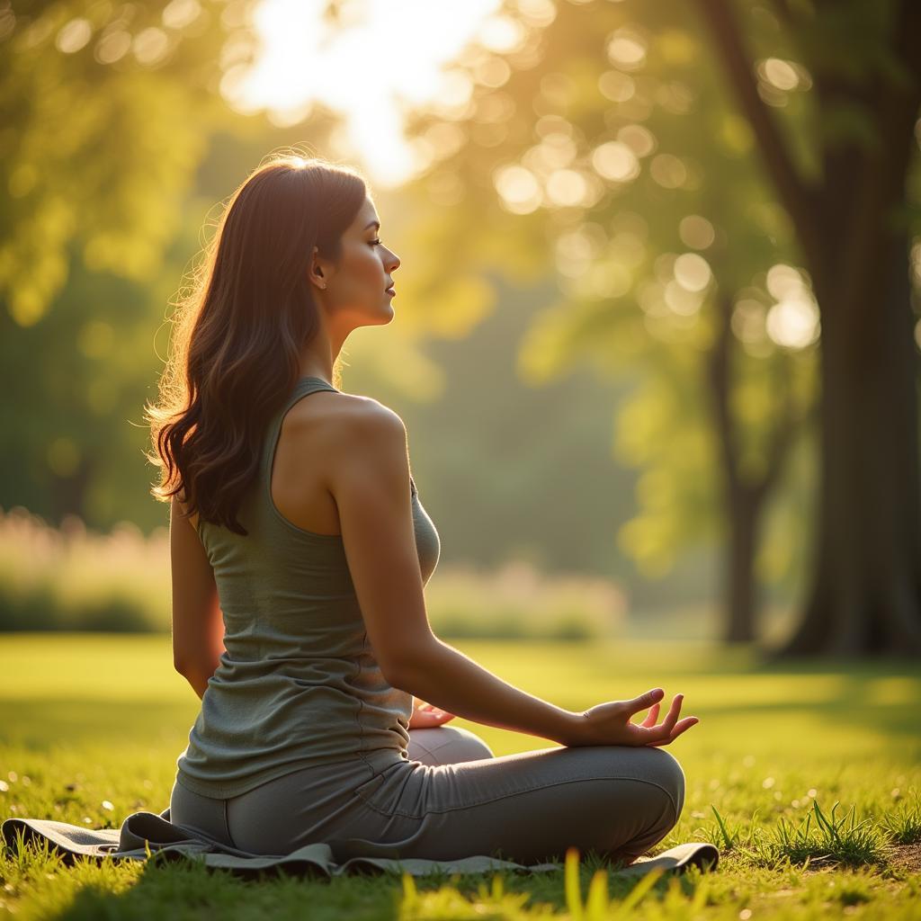 Woman Meditating in Serene Setting