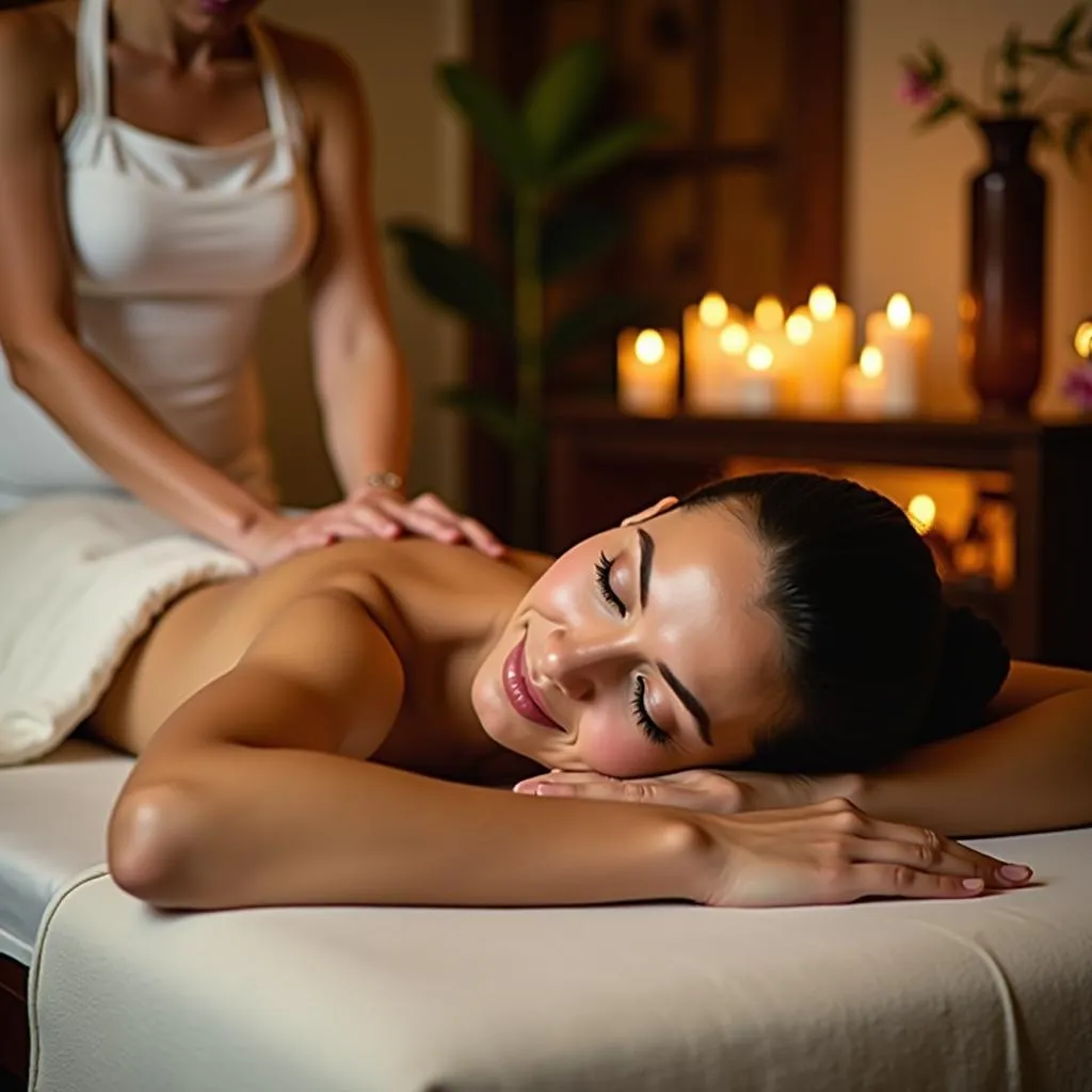 Woman relaxing with a Balinese massage at Alam Puri Spa