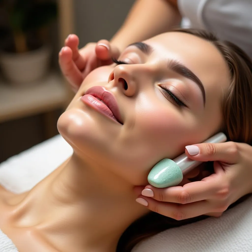 Woman Receiving Facial Treatment