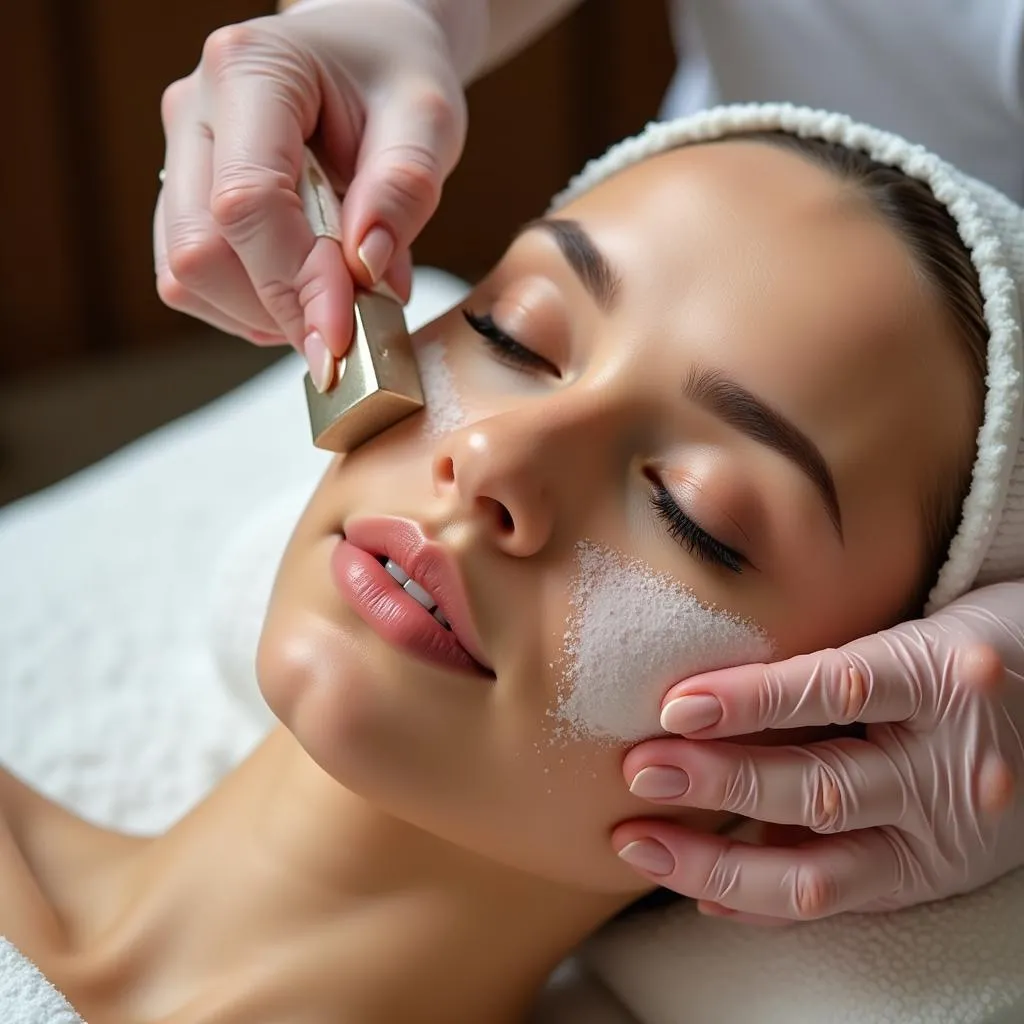 Woman Relaxing During a Facial Treatment