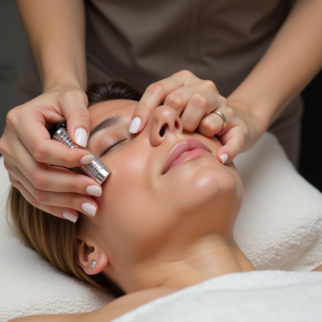 Woman Receiving Facial Treatment