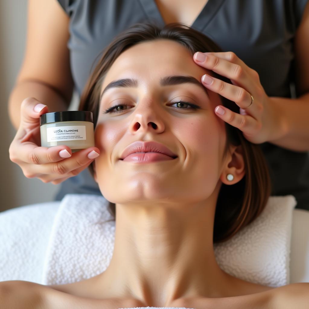 Woman Receiving Facial Treatment