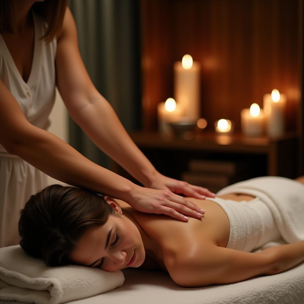 Woman Receiving Full Body Massage at Spa